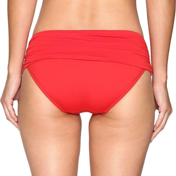 LAUREN RALPH LAUREN Beach Club Solids Wide Shirred Banded Hipster Bottom Red 6 - Picture 2 of 7